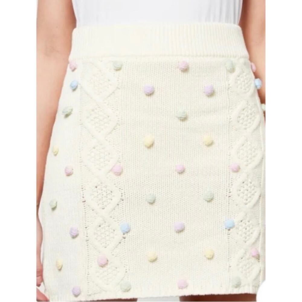 NWT Olivia Rubin Noreen Knit Pom Pom Mini Skirt Sz. M